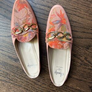 Amalfi Pink and Orange Floral Loafers with Bow Detail